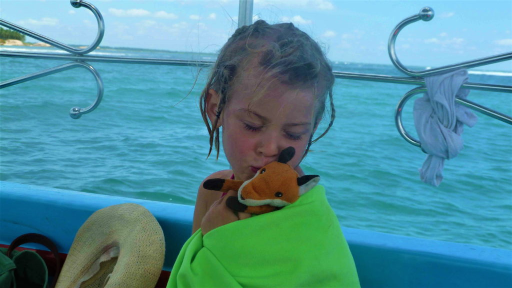 chatounette sur le bateau pour snorkeling au large de passekudah
