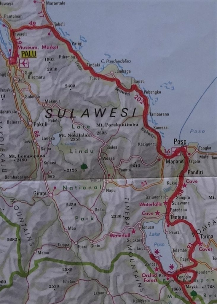 trajet sur la carte de pendolo à palu