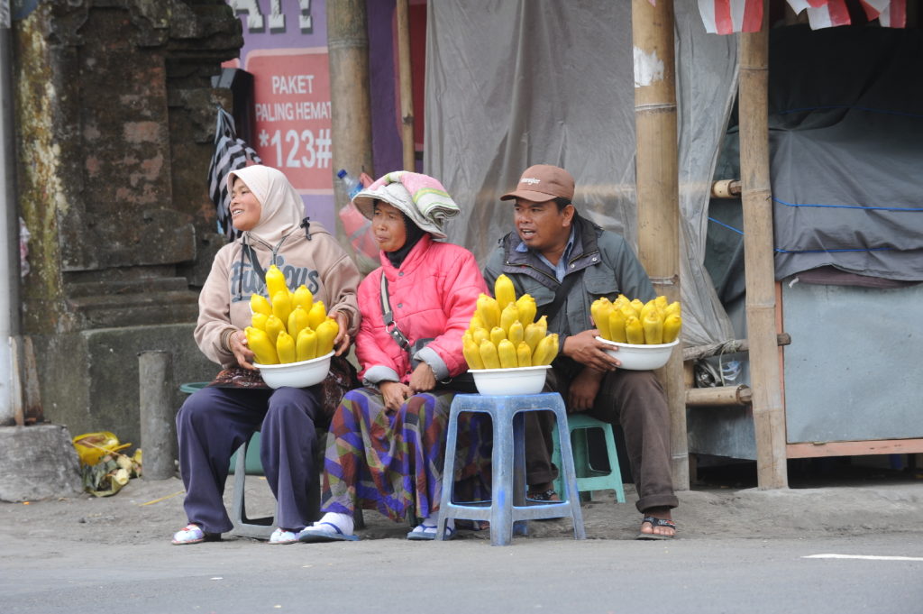 femmes vendant du maïs marché de bedugul