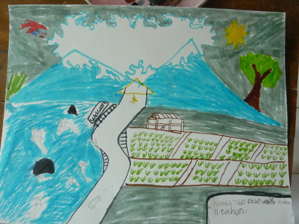 dessin d'élève d'une école primaire indonésienne près de balian beach