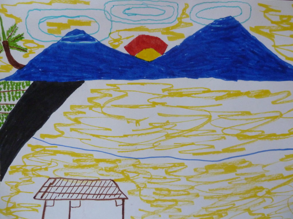dessin d'élève d'une école primaire indonésienne près de balian beach