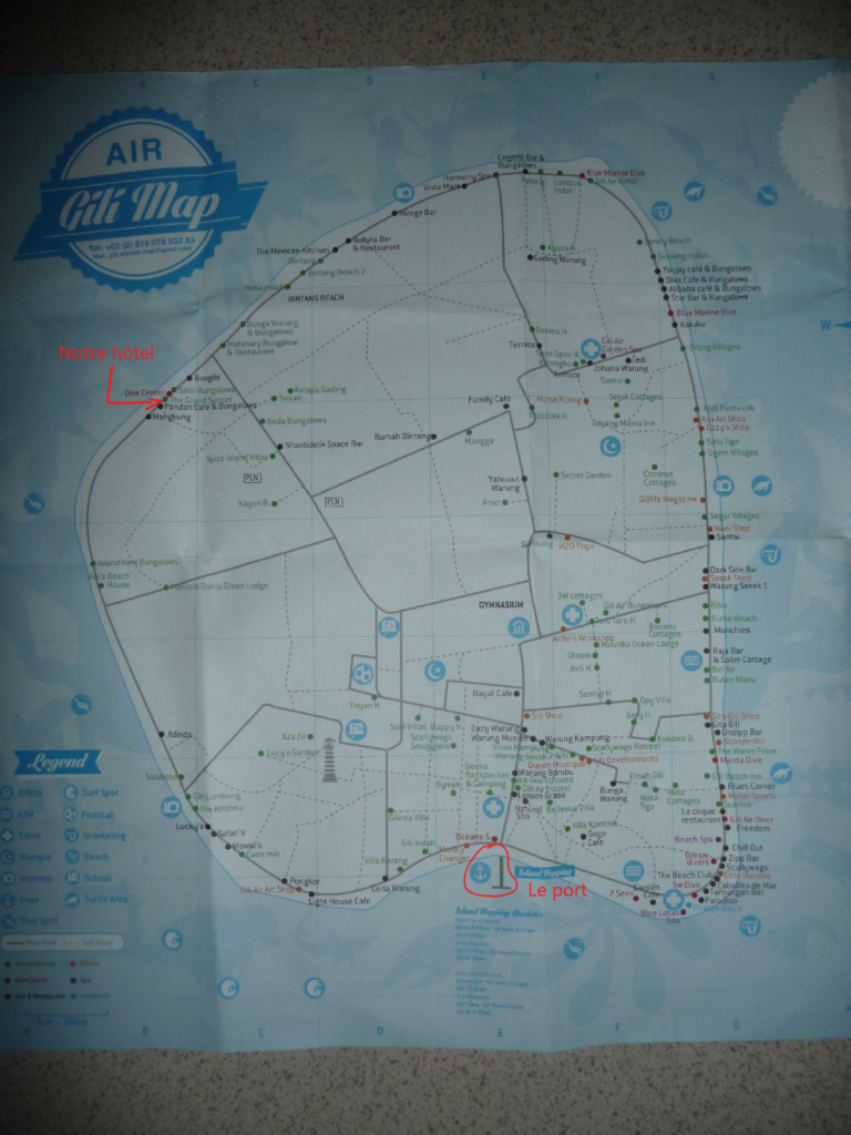 Carte détaillée de Gili Air
