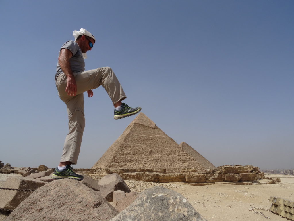 chaton marche sur la pyramide de khephren