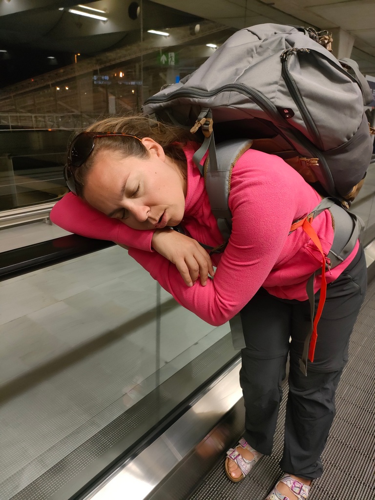 chatoune dort à l'aéroport paris CDG