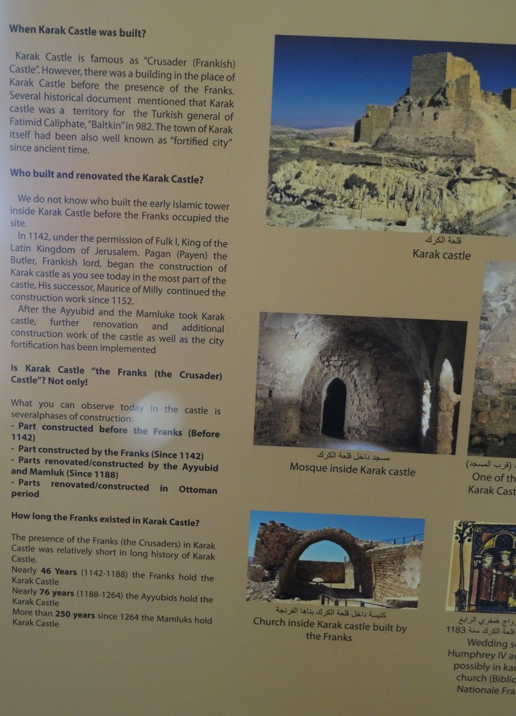panneau explicatif dans le musée du château de Kérak