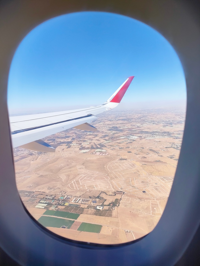 vue sur les terres agricoles de jordanie depuis l'avion